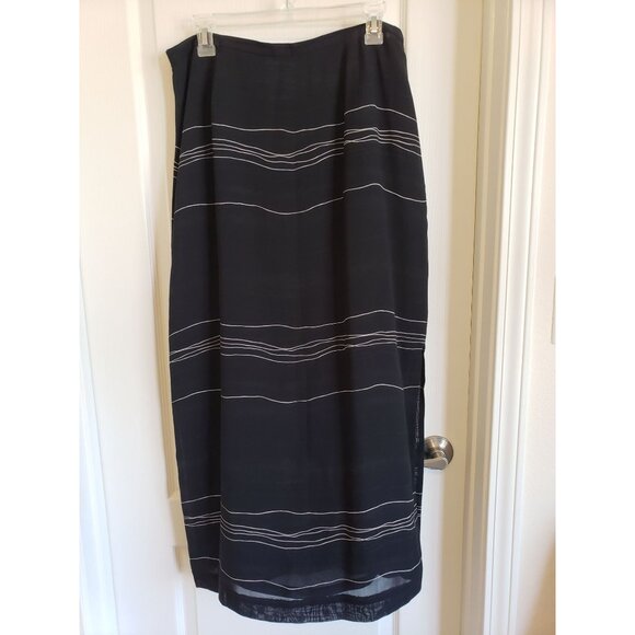 Josephine Chaus black, white striped, maxi, side split skirt, size 14 - Picture 1 of 6